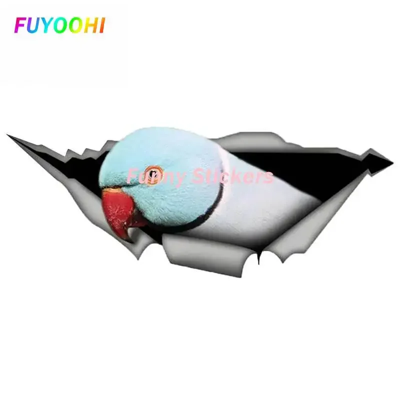 

FUYOOHI Exterior/Protection Funny Stickers 3D Blue Ringneck Parrot Car Sticker Torn Metal Decal Reflective Stickers Accessories