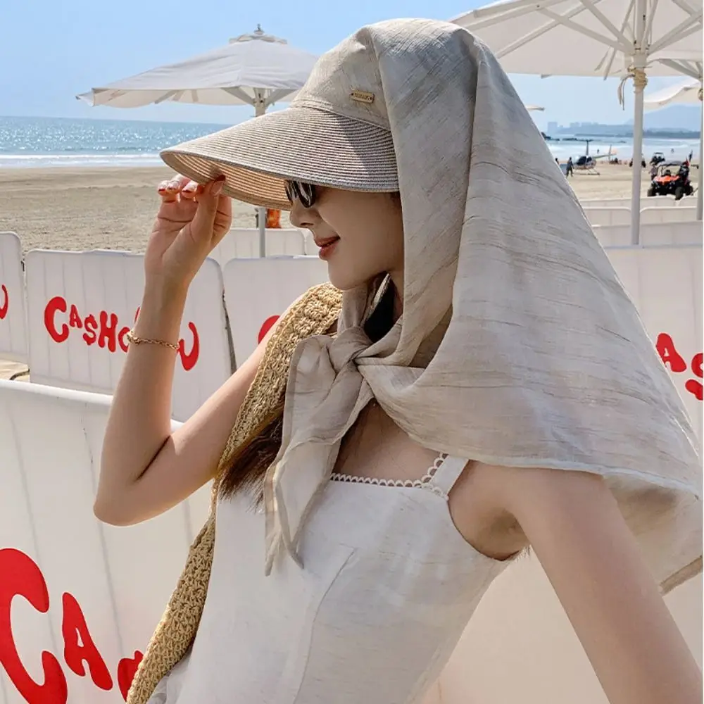 Modischer koreanischer Stil Kopftuch Baseballkappe mit breiter Krempe, bedruckter Sommer-Sonnenhut, Sonnenschutz-Haarband, Strohhut für den Sommer – Detail 6