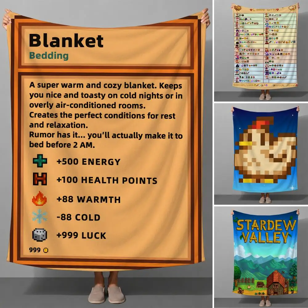 Game S-Stardew Valley Map Cozy Farming Throw Soft Flannel Throw Blanket for Couch Bed Sofa Warm Cozy Lightweight All Season