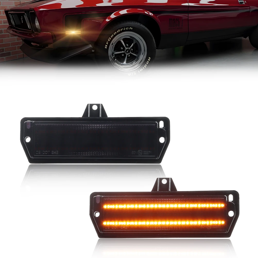 

2PCS Front Bumper Side Marker Light Turn Signal Light With Super Bright LED For 1971 1972 1973 Ford Mustang Auto Assemblies