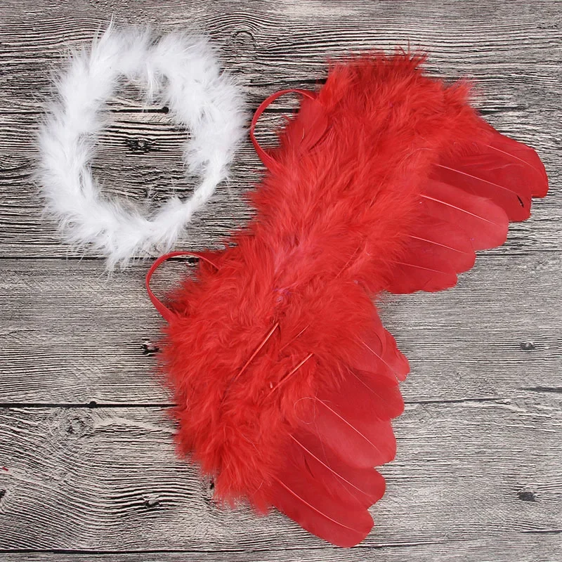 2pcs/lot Infant Newborn Photo Prop Kids Angel Fairy Feather Wing Costume with Feathers Headband Children Christmas Party Decor