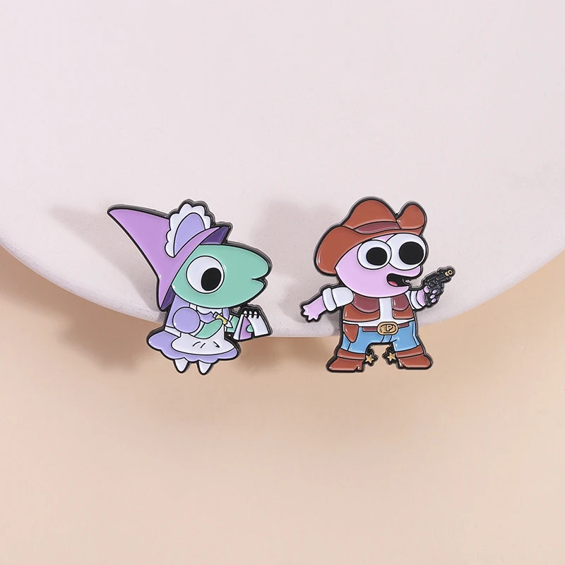 Comedy Animation Characters Enamel Pin Green Creatures Glep  And Pim Cartoon Anime Brooch Lapel Badge Jewelry Gifts For Friends