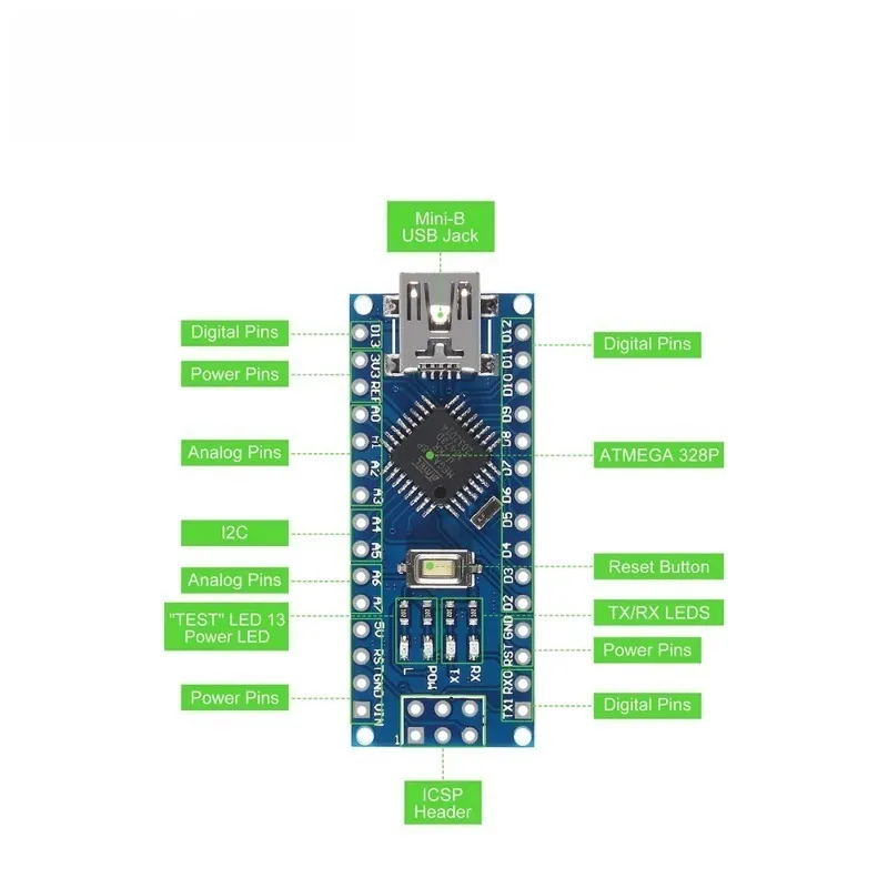 1-10PCS With the Bootloader Compatible Nano Controller for Arduino CH340 USB Driver 16Mhz ATMEGA328P Type-C / Mini USB Nano 3.0