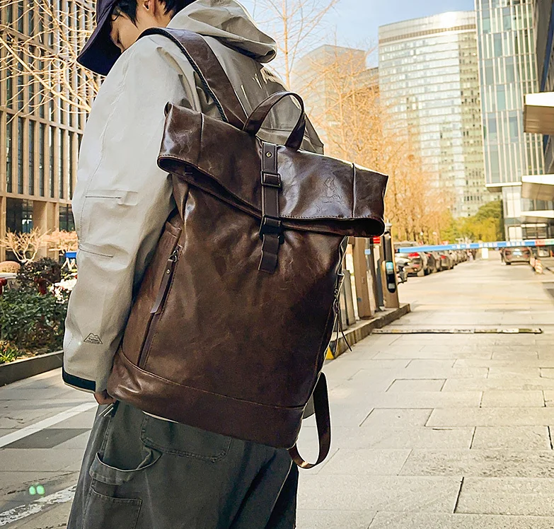 Rolled Top Business Backpack Laptop Anti-theft Travel School Bag Outdoor Hiking Swimming Bags Shopping Luggage Duffel Rucksack