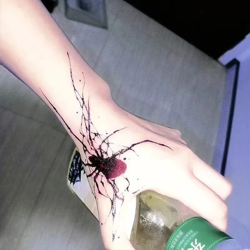 Tatuagem temporária para homens e mulheres, homem-aranha, braço, flor, duradoura, arte, falsificação, impermeável