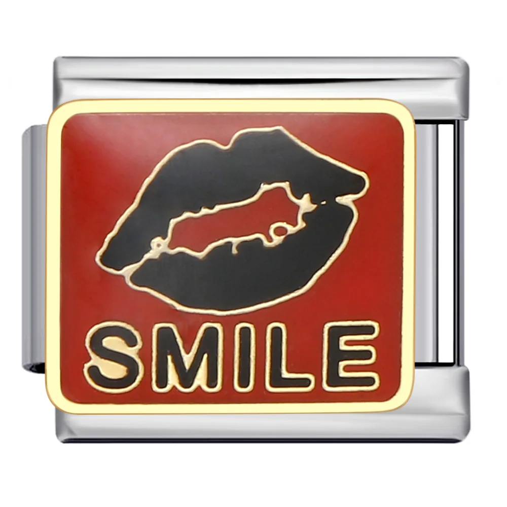 GEMOSA Y2k Punk Lips Cherry Guitar Heart Table Tennis Eye Italian Charm Link Fit 9mm Stainless Steel Bracelet DIY Beads Gift