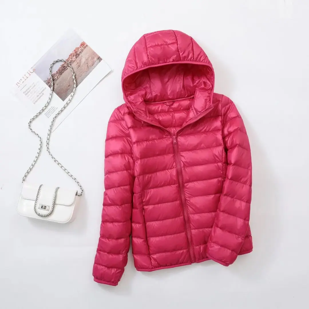 Women Winter Reversible Jackets New Top Quality 90% White Duck Down Keep Warm Women Hooded Lieghtweight Packable Down Coats