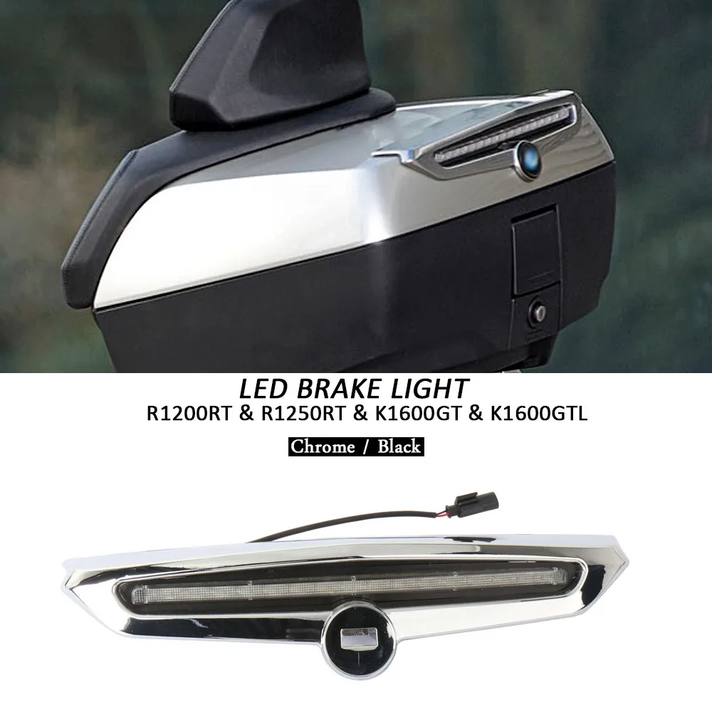 

New LED Brake Light Top Case Cover 49L Black Chrome Motorcycle Accessories For BMW K1600GT K1600GTL Exclusive R1200RT R1250RT