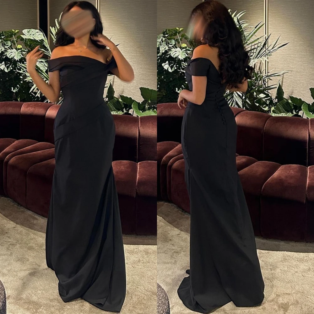 

Customized Elegant Boat Neck Mermaid Evening Dress Classic Jersey Prom Dresses Fashion Sweep Train Special Occasion Gowns