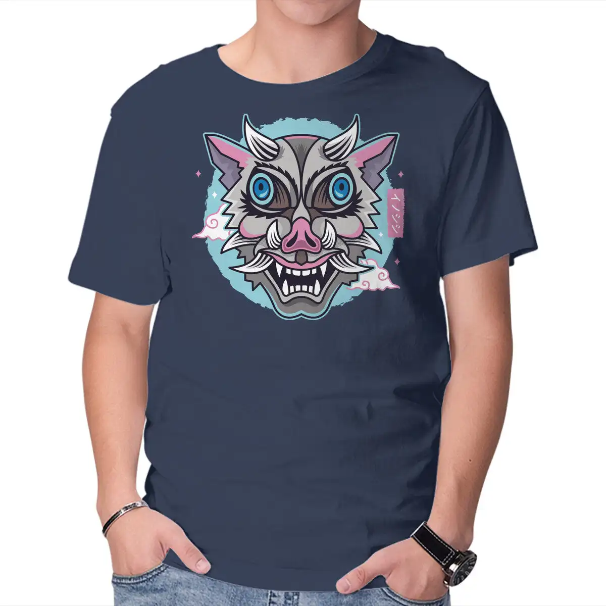 Boar Oni Mask Anime Graphic T-shirts for Men Clothing Women Short Sleeve Tees New Arrivals Unisex Summer