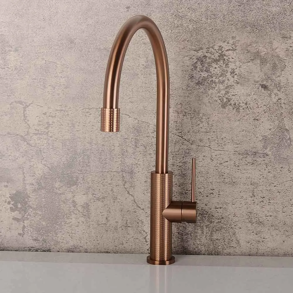 Brushed Rose Gold Stainless Steel Rotating Kitchen Sink Faucet