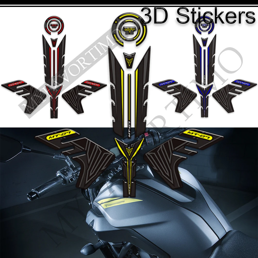 Motorcycle For Yamaha MT07 MT 07 SP MT-07 Tank Pad Grips 3D Stickers Decals Protector Gas Fuel Oil Kit Knee 2018 2019 2020