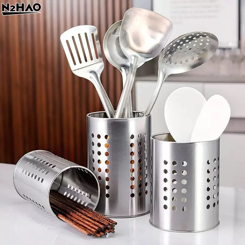 Multi-function Steel Stainlesscylindrical Chopstick Cutlery Storage Box Suitable For Home Kitchens, Restaurants, And Dormitories