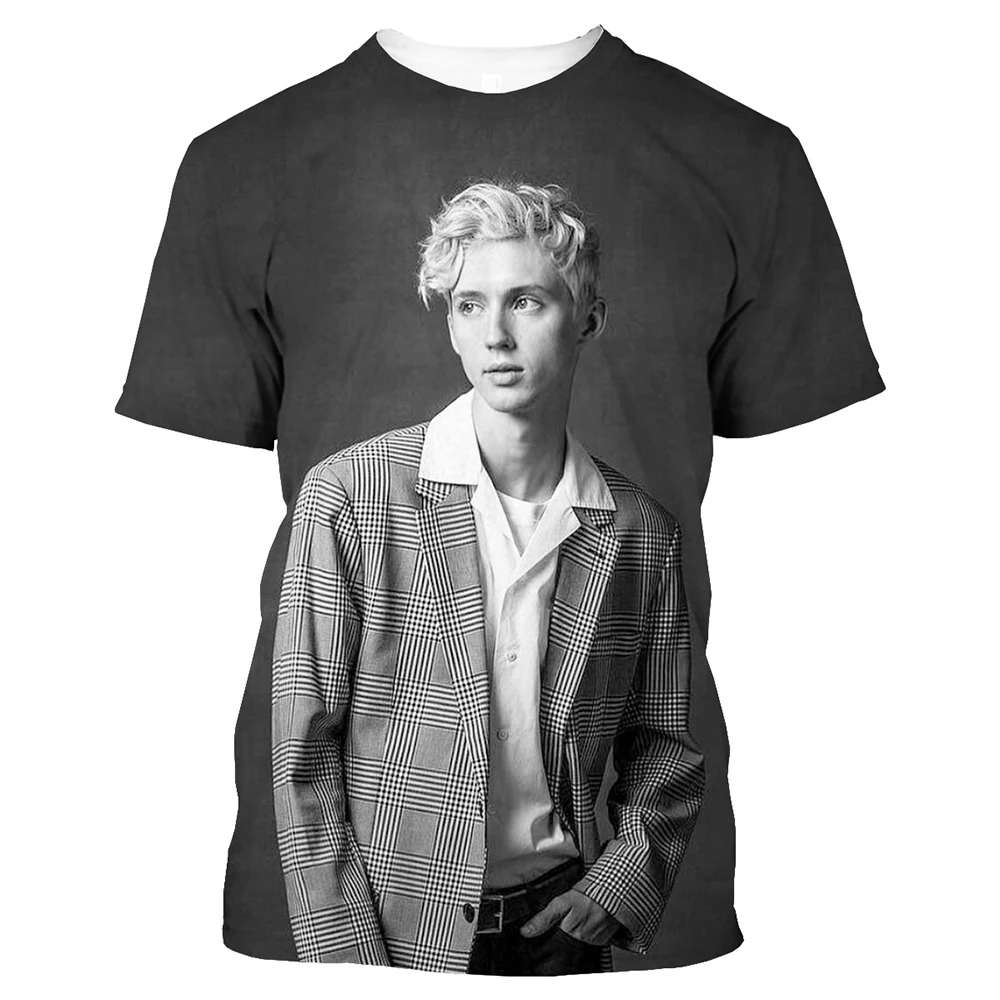 2024 Summer Fashion 3d Male and Female T-shirt Singer Troye Sivan (Troye Sivan) Casual Unisex Kids Short-sleeved Street Top