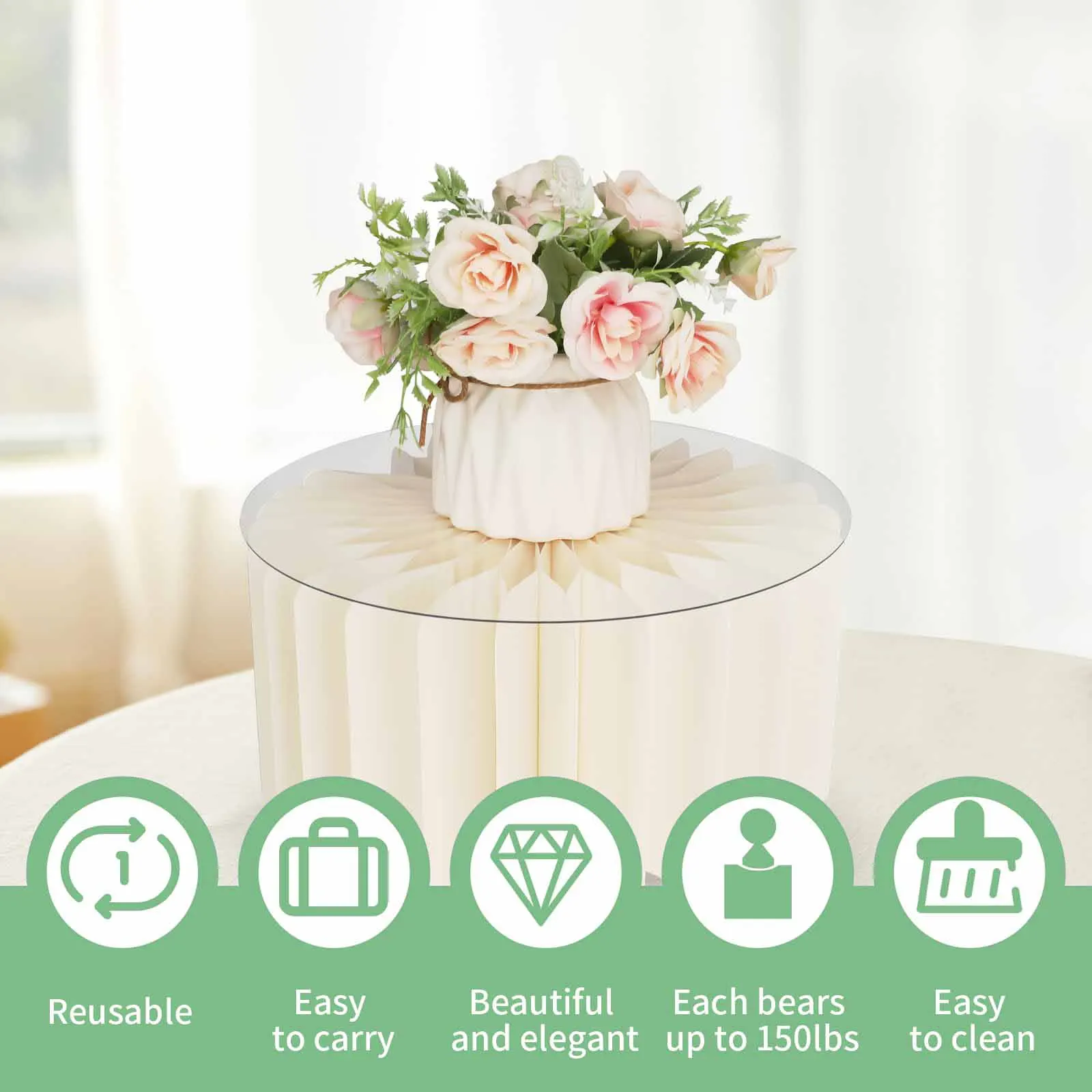 6 stücke Falten Papier Römischen Säule Ornamente Party Hochzeit DIY Dekoration Dessert Kuchen Tisch Stehen Säulen Dekoration Display-ständer – Detail 3