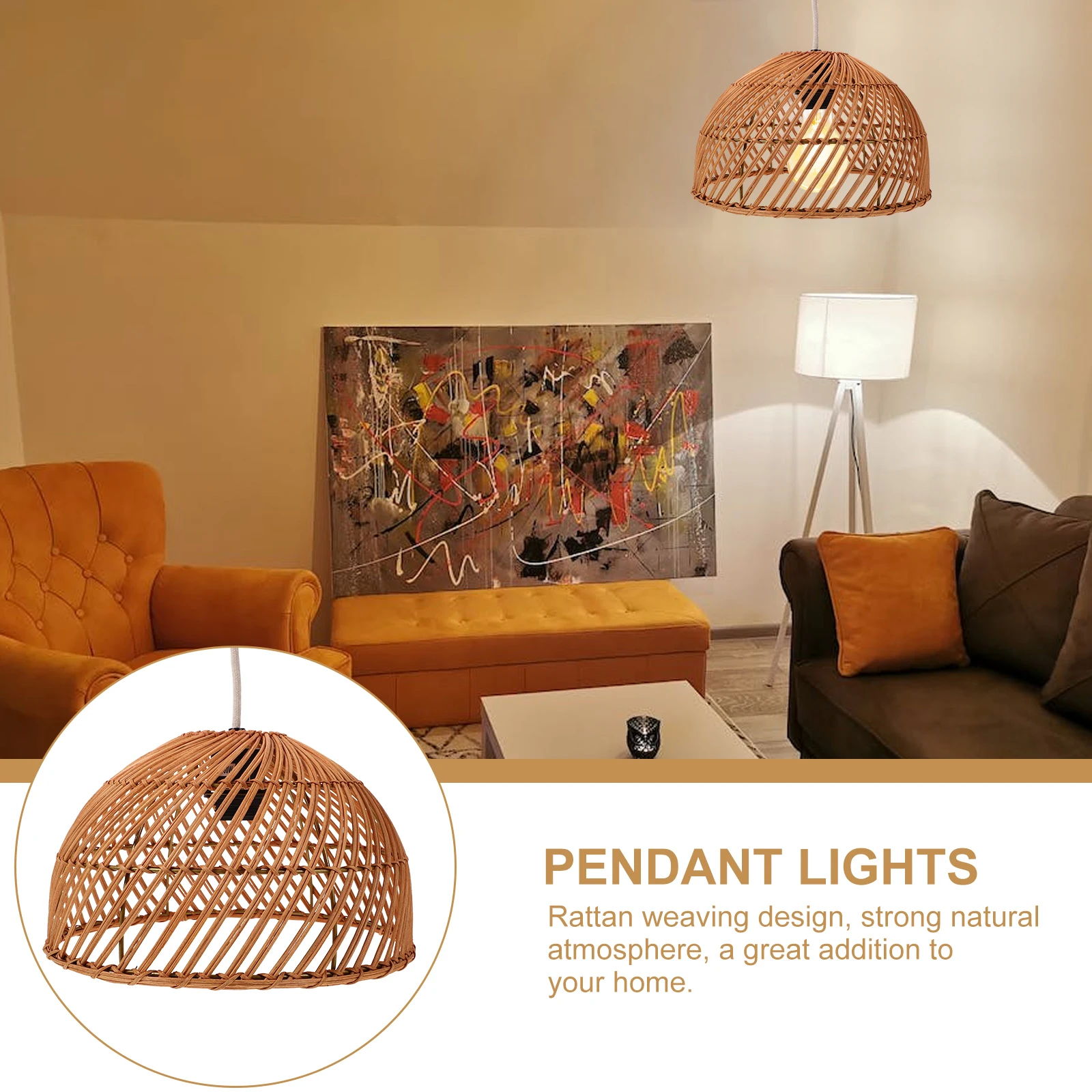 

Ceiling Hanging Woven Chandelier E26 Base Soft Light Transmission Strong Durability Practical Pendant Light for Bathroom Kitchen