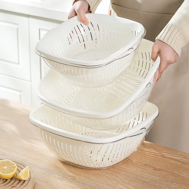 

Household Fruit Tray, Convenient Utensils, Food Grade, Double Drain Basket, Kitchen Items