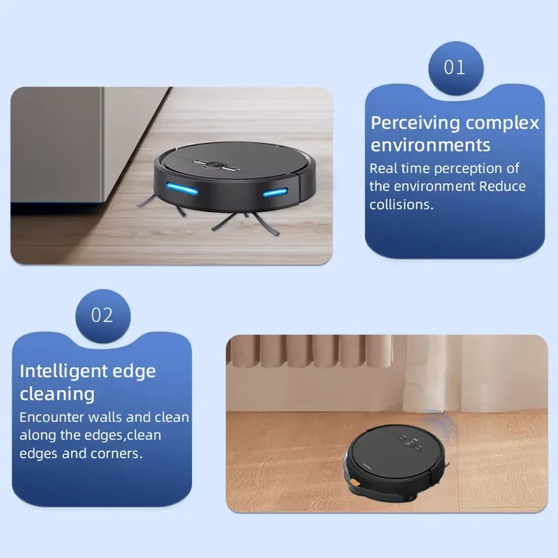 OEM ODM Auto Reharge Vacuum Cleaner Floor Cleaning Sweeping Mops WIFI App/Alexa/Google Control For Pet Hair Floor view 6