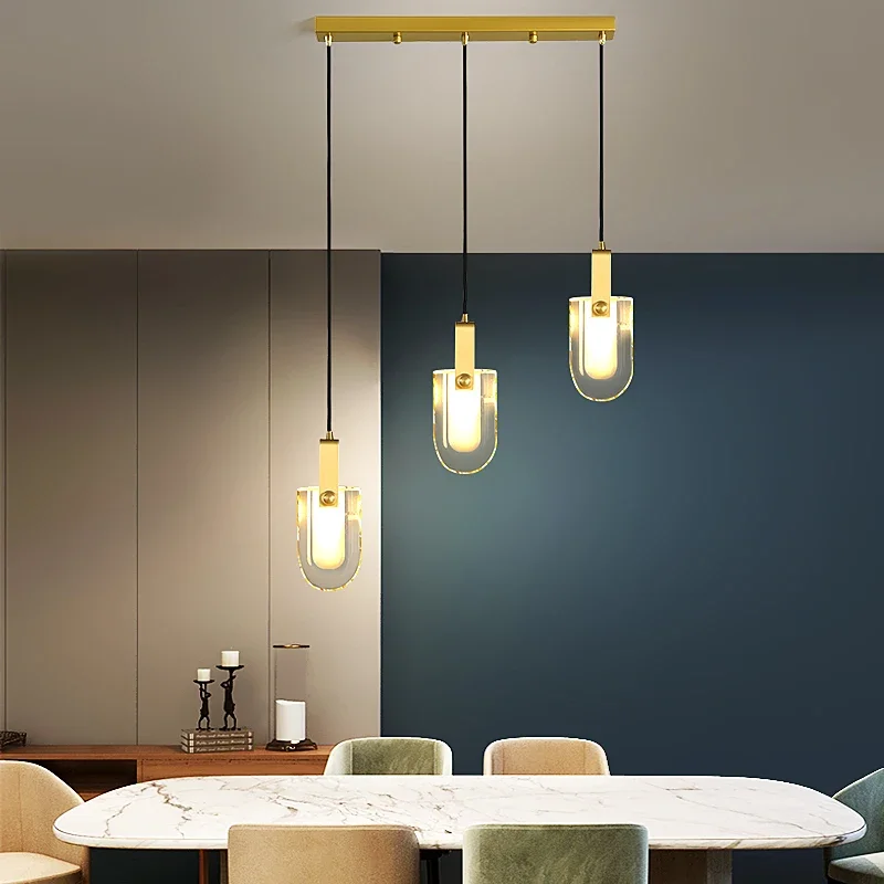 TechHPModern Luxury Chandelier Brass Crystal Pendant Lamp Creative Designer Grass Background