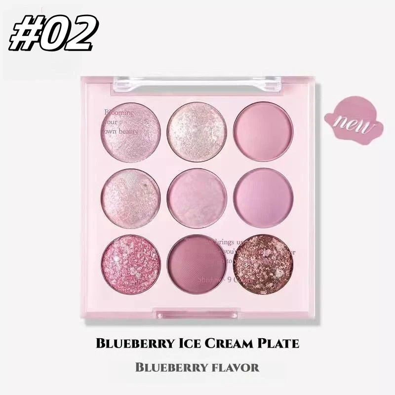 9-kolorowa paleta cieni do powiek z lodami Glitter Pearl Matte Rose Makeup Plate Blush Lying Silkworm Korean Women High Pigment Cosmet