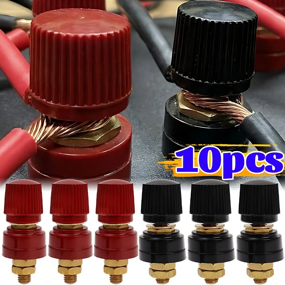 M6 Terminal Block Binding Post Power Terminal Connector 100A Copper Bakelite Inverter Welding Machine Nut Bolt Stud Red Black
