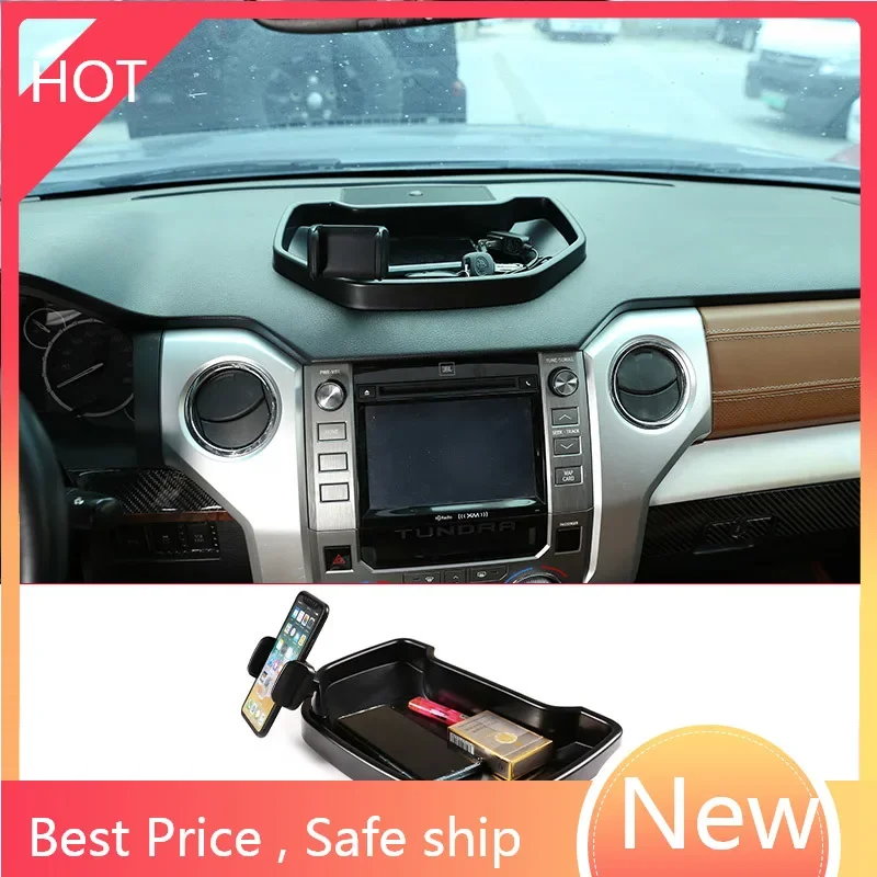 

For Toyota Tundra 2014-2020 ABS Black Central Control Dashboard Phone Holder Storage Box Phone Holder Tray Car Accessories h