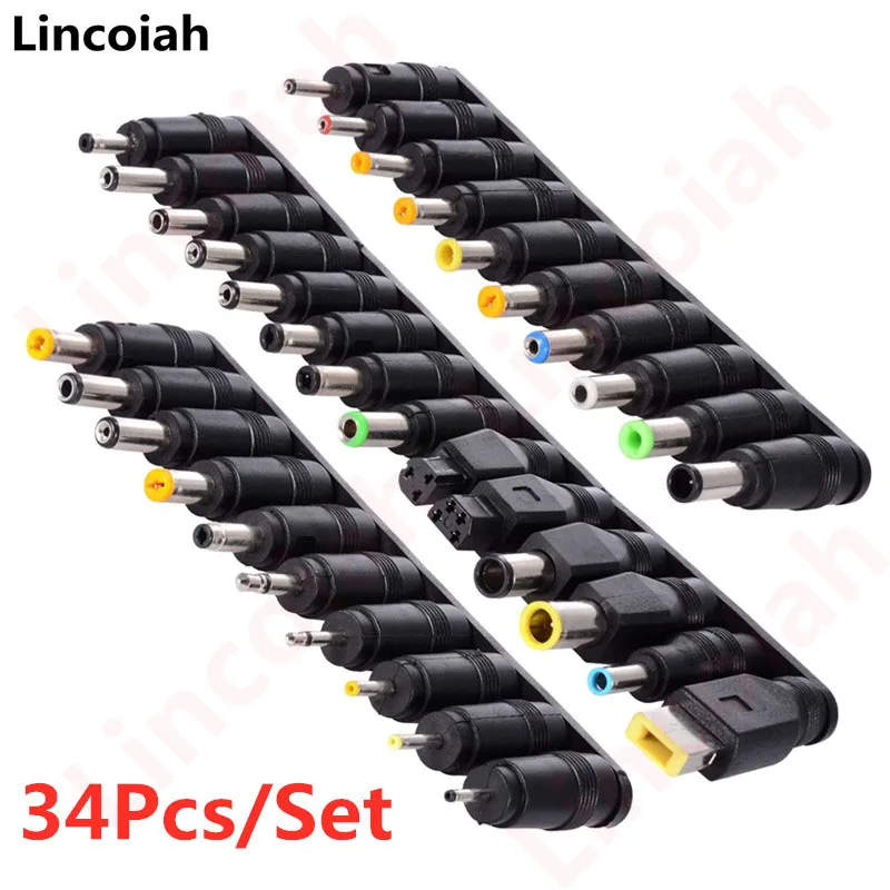 34PCS/8PCS Universal AC Power Adapter Tips 5.5mmx2.1mm DC Connector Kits for Thinkpad Lenovo Laptop Power Supply Plug Jack Sets