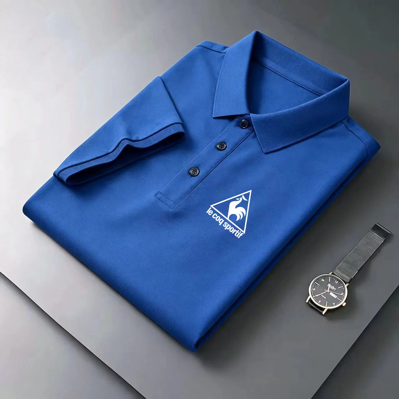 Sommer Herren Einfarbiges Poloshirt Kurzarm Revers-Knopf-T-Shirts für Männer Lässige Streetwear Leichte Jogging-Oberteile – Detail 9