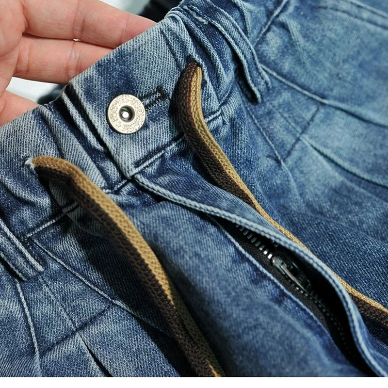 Men Loose Casual Vintage Wide Leg Harem Denim Jeans Pants Unisex Japanese Harajuku Streetwear Fashion Jeans Trousers Women