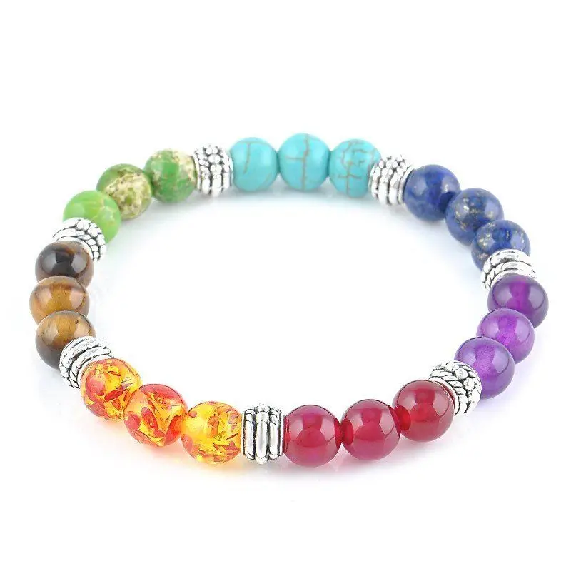 7 Chakra Gem Stone Beads Pendant Necklace Women Yoga Healing Balancing Maxi Chakra Choker Bracelet Bijoux Femme Jewelry Set