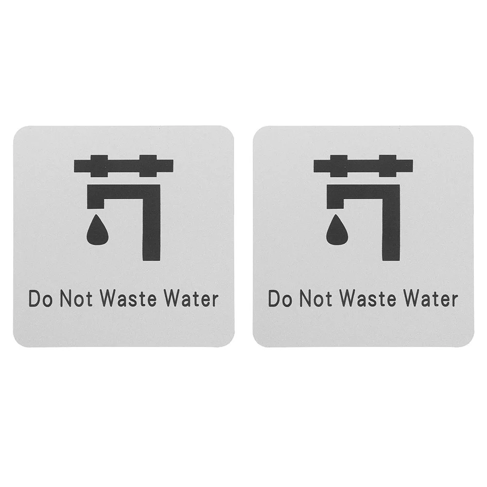 2 Pcs Water Saving Reminder Do Not Waste Sticker Stickers Kitchen Sink Tag Bathroom Warning Sign Signage