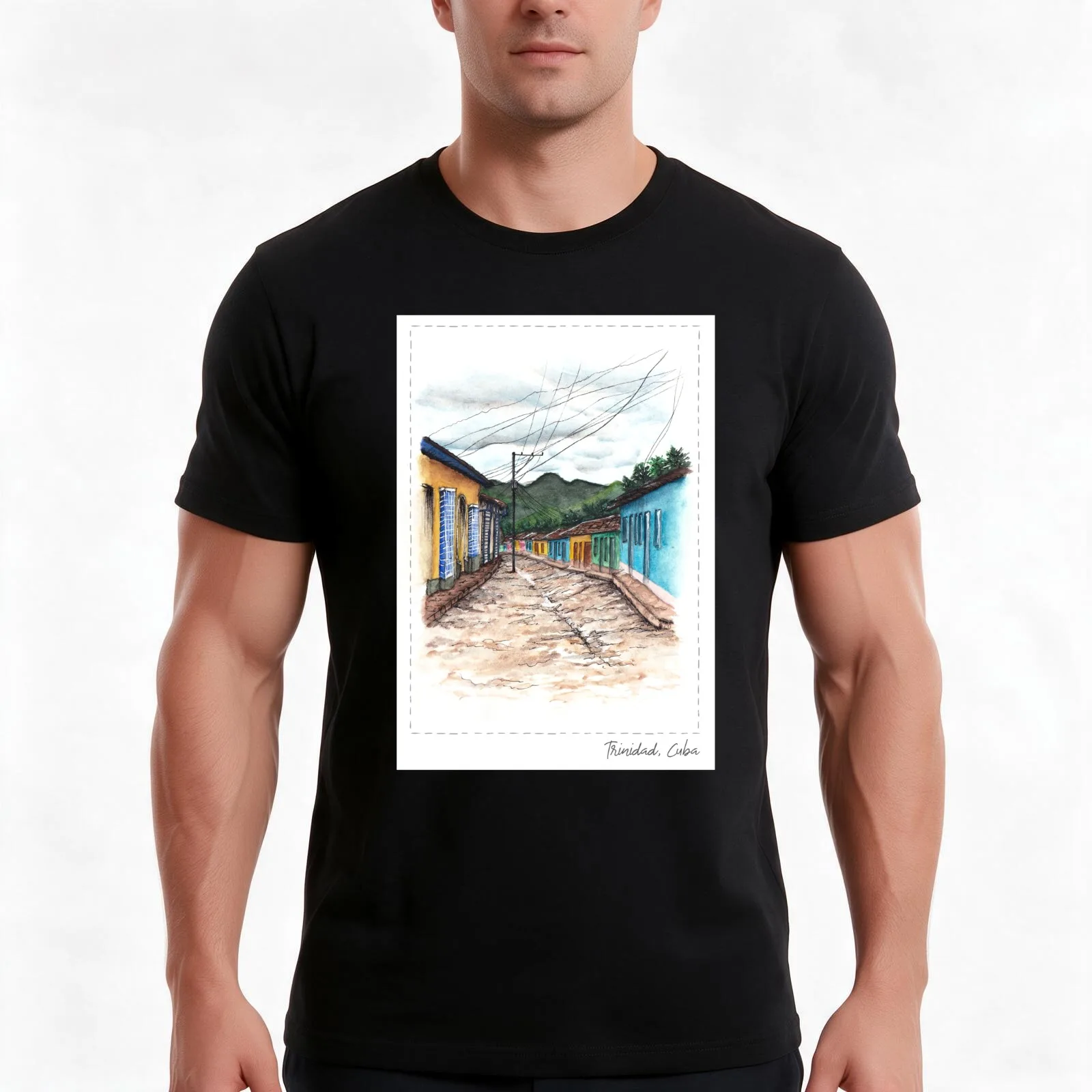 Hand Painted Cuban Street T-Shirt, Summer Casual Cotton Tee, Oversized Streetwear Tops, Vintage Graphic Print, Unisex Men Women