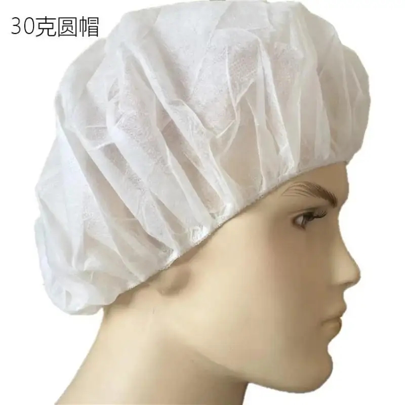 100Pcs/pack Thickened Non-Woven Fabric Disposable Food Factory Working Caps Kitchen Catering Hygiene Solid Color Chef Hat