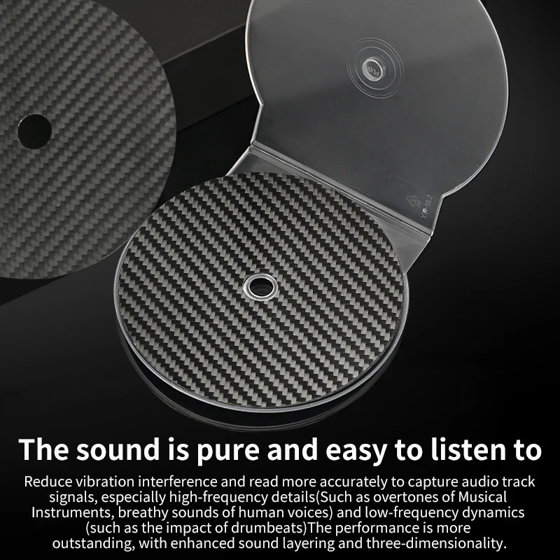 XCCSEE Carbon Fiber CD Tuning Pad, CD Compression Shock Absorption, Audiophile Shock Absorption Accessory