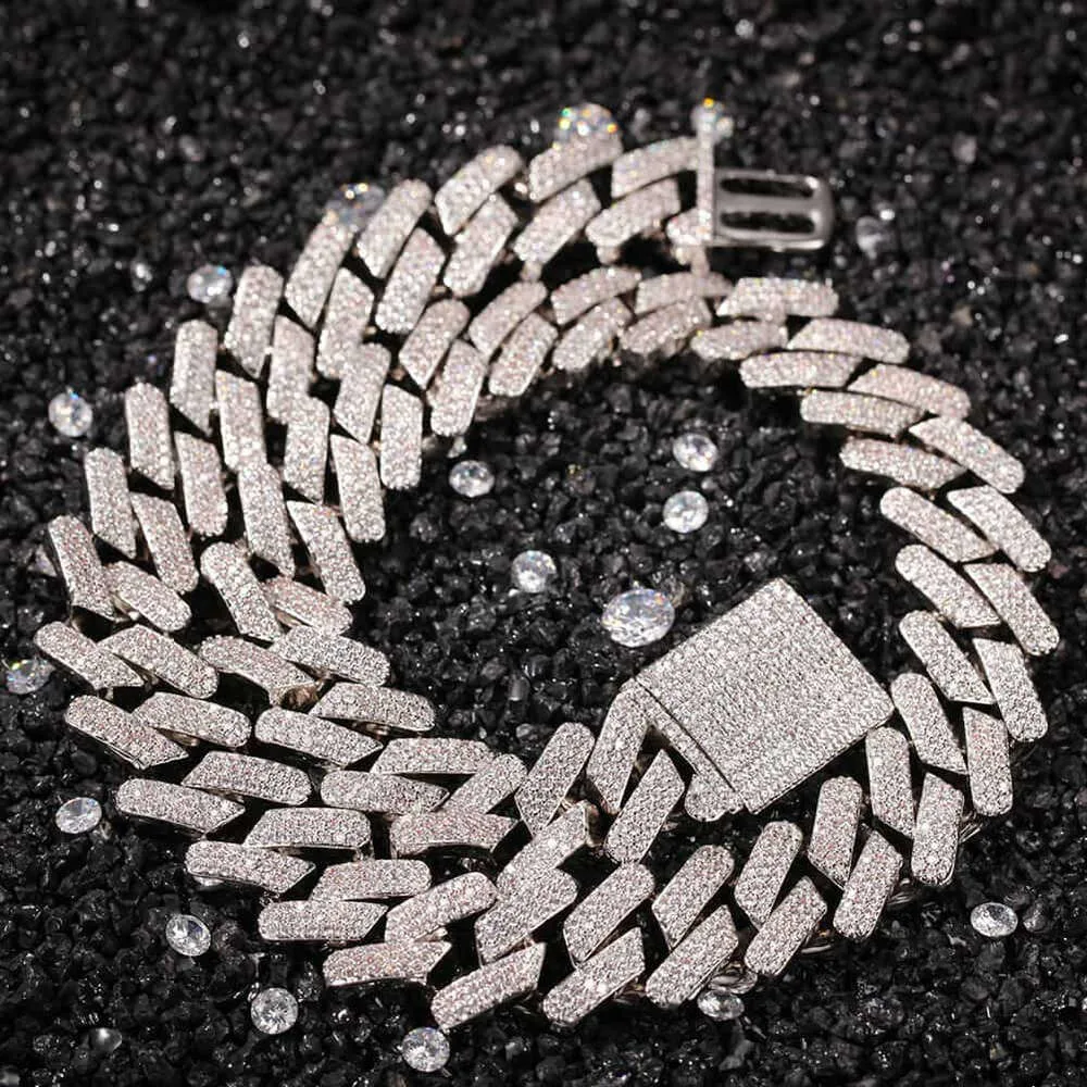 

Fine Jewelry Outstanding Iced Out Cuban Necklace Top Quality Hip Hop 925 Sliver Moissanite Diamond Cuban Chain Necklace