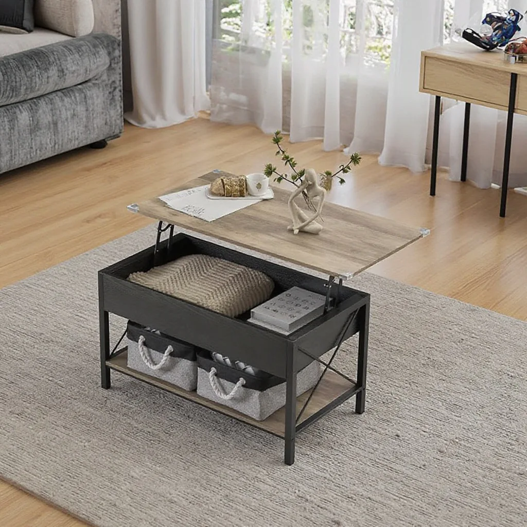 Hidden compartment Lifting coffee table Dining table Coffee 4 in 1 Multifunctional