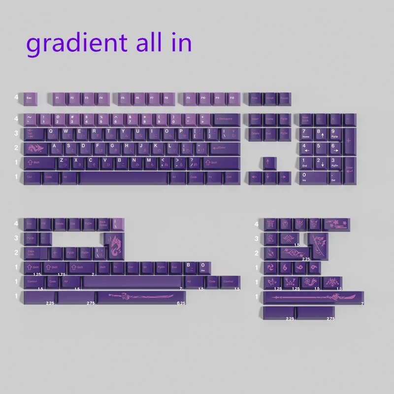 1 Set DMK INAZUMA Keycaps PBT Dye Subbed Game Key Caps Cherry Profile Lightproof Gradient Keycap For Alice Double B Split 7U