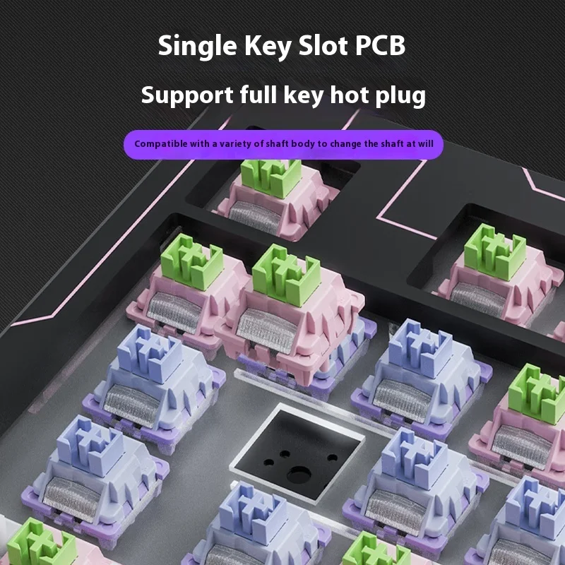 Imagem -04 - Lingbao K87 Pro Teclado Mecânico de Três Modos sem Fio Jogos Personalizado Anime Menina Teclado Rgb Troca Quente Junta Acessórios para pc