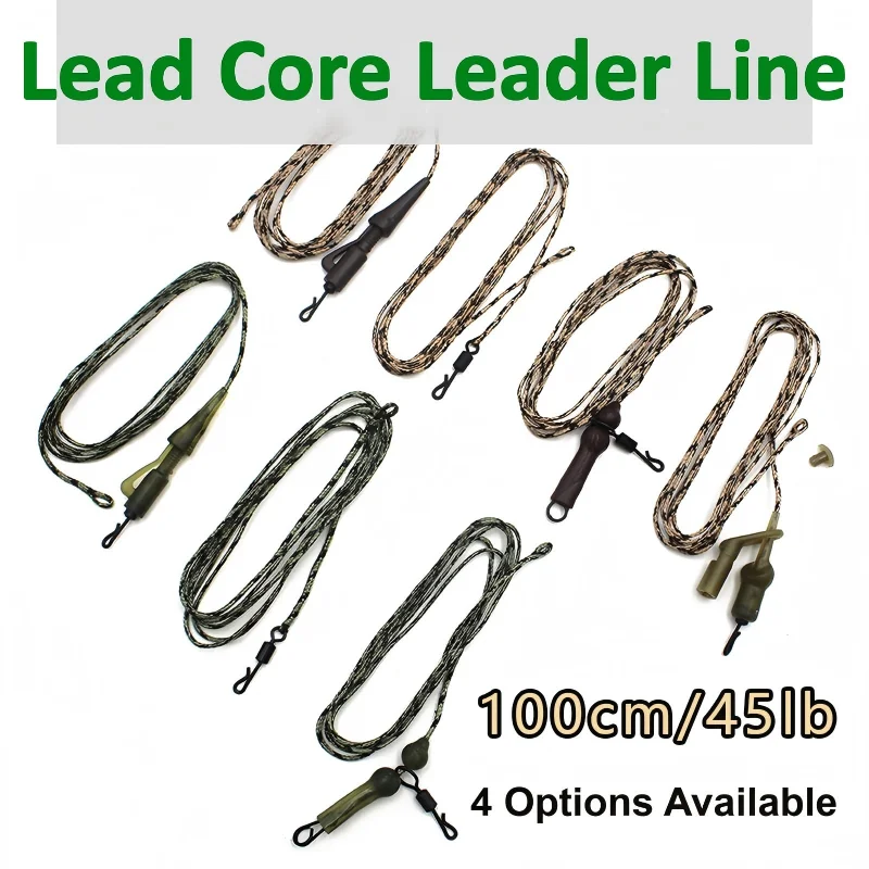 

2pcs/lot Carp Fishing Lead Core Leader Line Fast Sinking 1m 45LB Camouflage Anti Tangle High Strength Carp Rig Leader