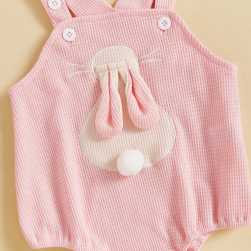 Baby Girl Easter Overalls Bunny Sleeveless Bodysuit Cute Rabbit Jumpsuit Newborn Spring Clothes