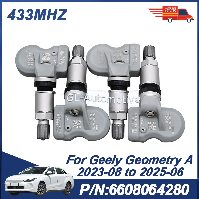 

4PCS 6608064280 Tire Pressure Sensor TPMS Sensor For Geely Geometry A 2023-2025 433MHZ
