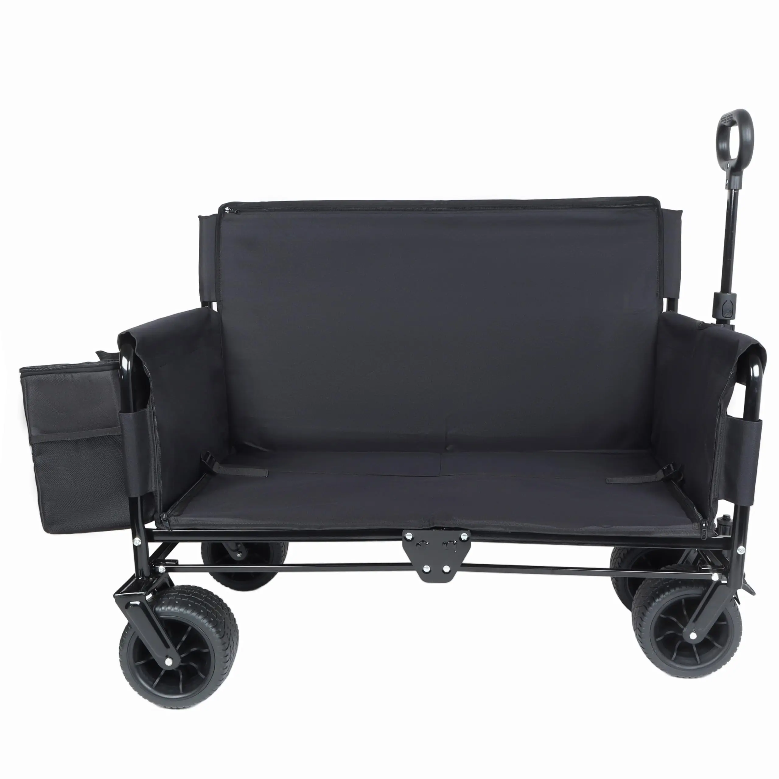 3-in-1 Folding Utility Wagon with Seat, 500lbs Heavy Duty Collapsible Cart, 180L Large Capacity All-Terrain Wheels