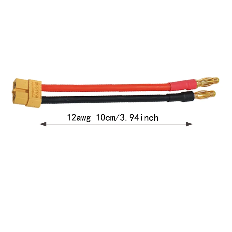 1/2Pcs XT60 Female Plug Adapter to 4.0mm Gold Plated Banana Plug Charge Lead Cable 12awg 10cm for Lipo Battery