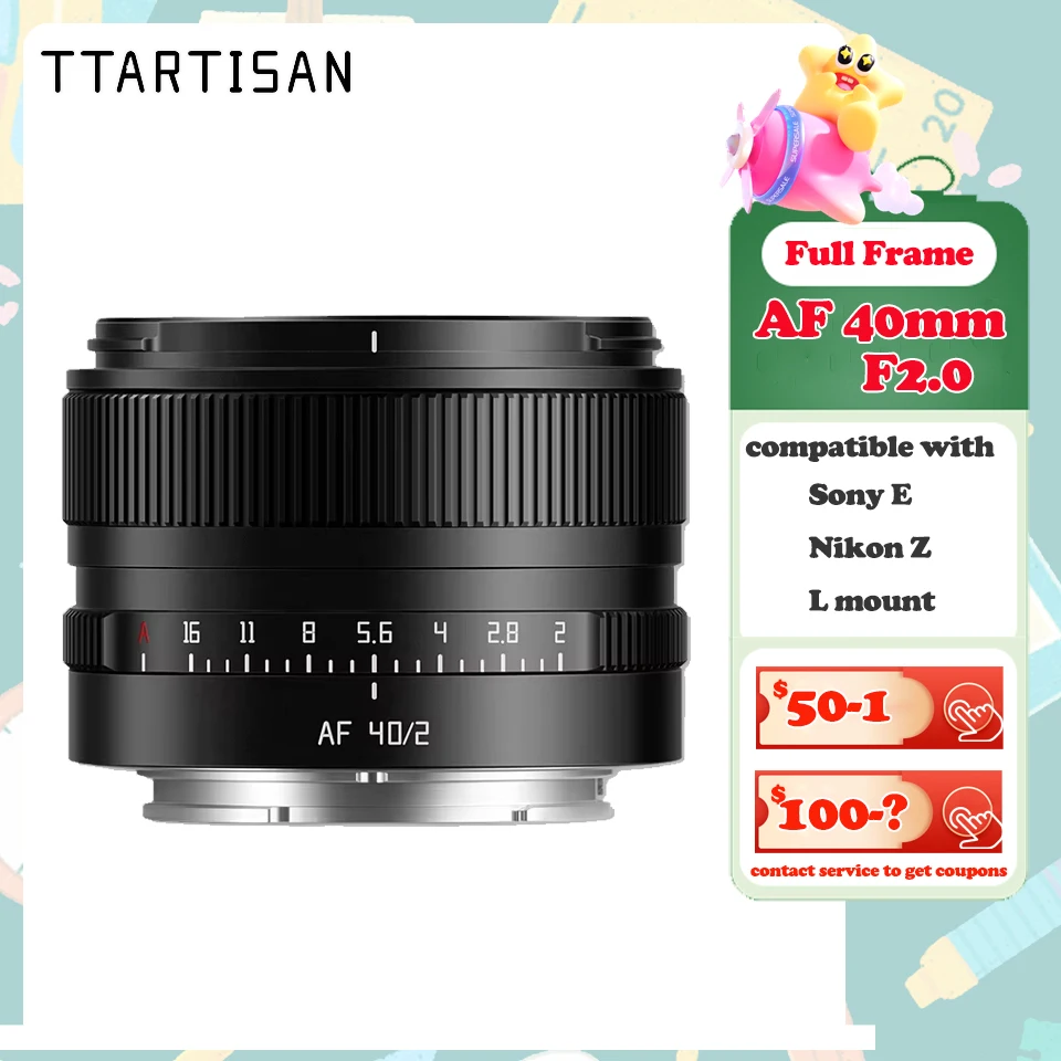 

TTArtisan AF 40mm F2 Autofocus Full Frame Prime Lens F2.0 Large Aperture for Street Documentary Photography for Sony E Nikon Z L