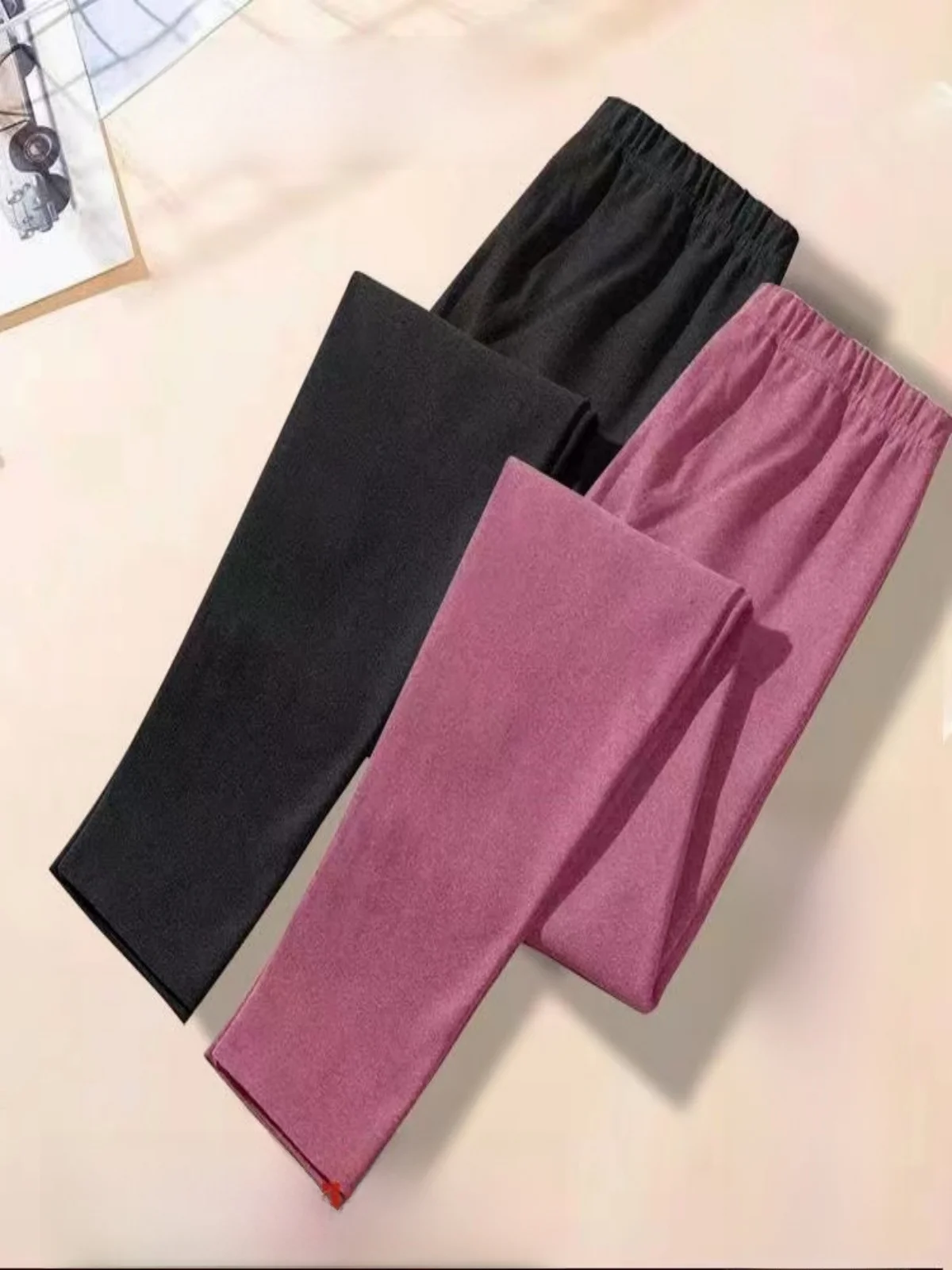

Warm Fleece Lined Double Sided Brushed Casual Autumn Winter Leggings Women's plus Size Long Pants Polyester Fiber 2024 New Ar...