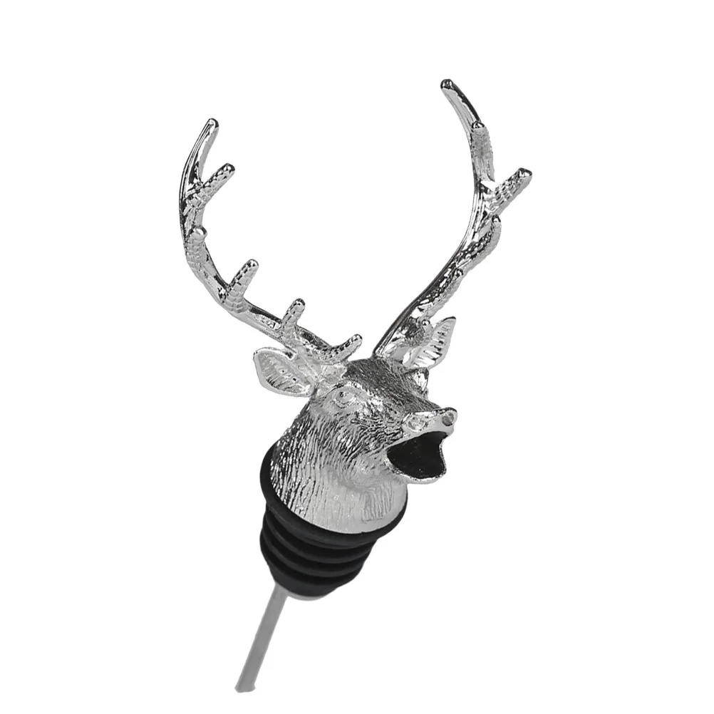 

Уникальный носик-дозатор для алкоголя в форме оленьей головы, пробка для винных бутылок с быстрым контролем потока, серебристая отделка, для бара, кухни, вечеринок и мероприятий