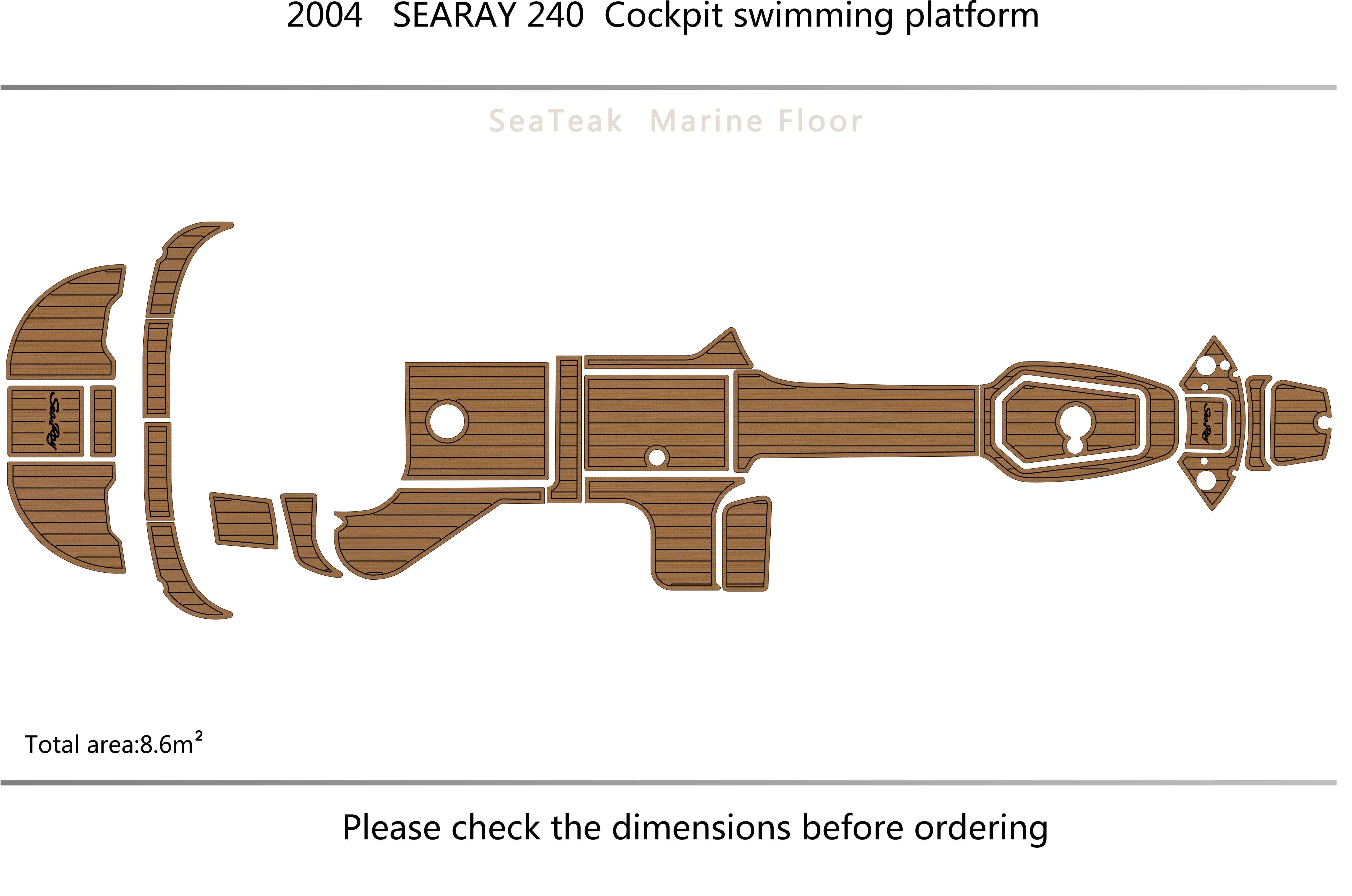 

2002-2008 SEARAY 240 S Cockpit swimming platform 1/4" 6mm EVA fAUX carpet Water Ski Yacht Fishing Boat Non-slip mat floor