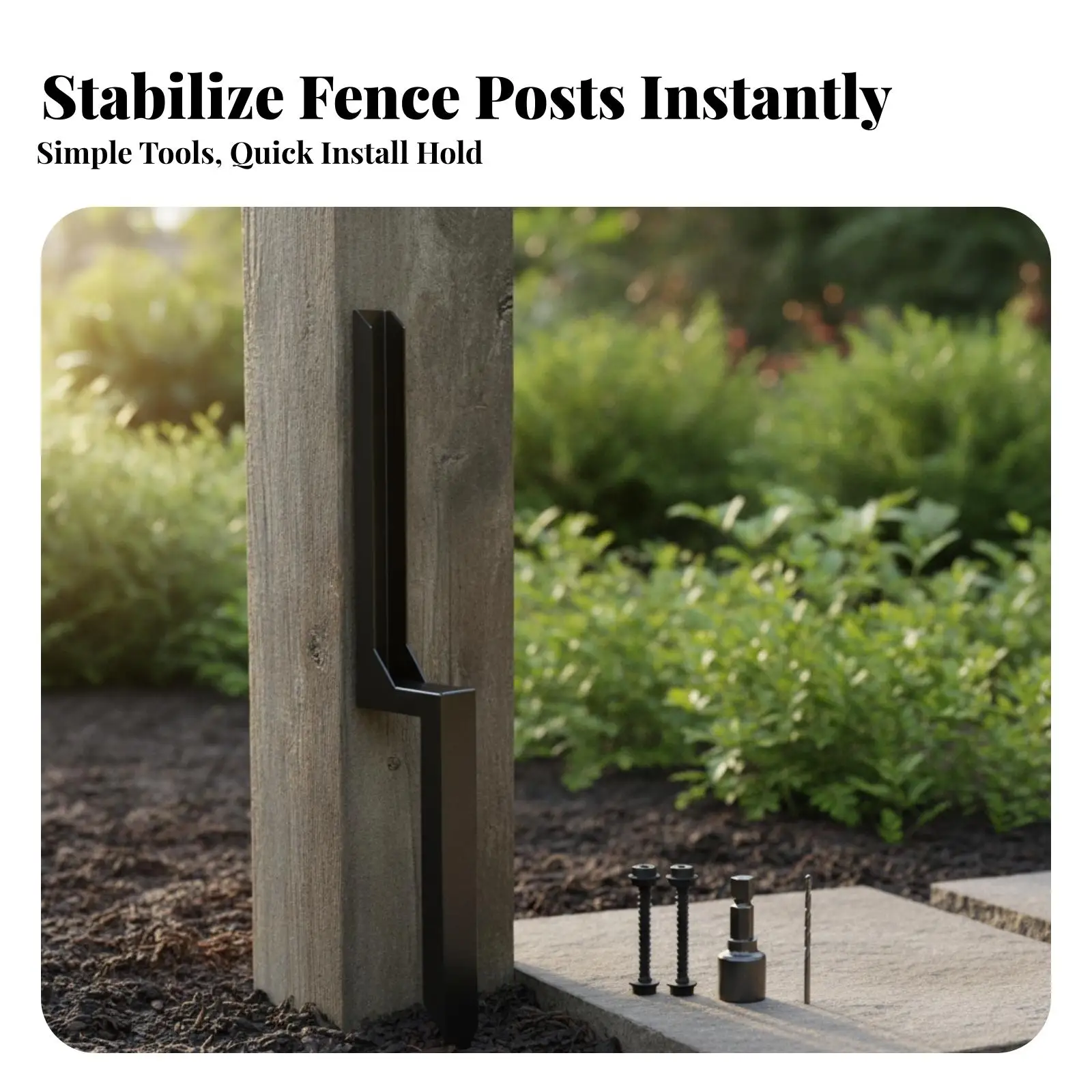 Metal Fence Post Support Stake for Privacy Fence Repair Ground Anchor Spike Heavy Duty Garden Fence Pole Stabilizer Tool