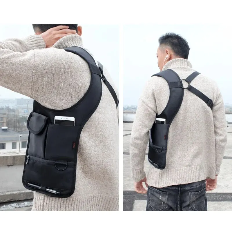 Organizador anti-espião de couro, bolsa escondida nas axilas, caso do inspetor, tablet, titular do cartão, carteira, bolsa de peito masculina, bolsa