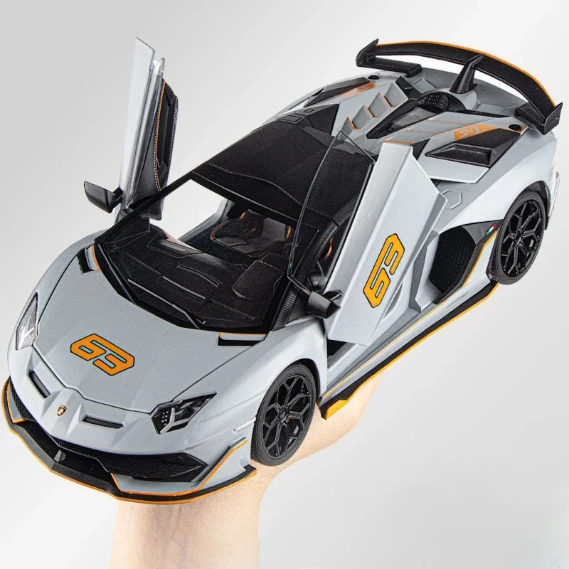 

Lamborghinis шторка SVJ63 в масштабе 1:18, Игрушечная модель автомобиля из сплава, модель рулевого колеса со звуком и искусственной игрушкой, коллекционные предметы, подарок на день рождения